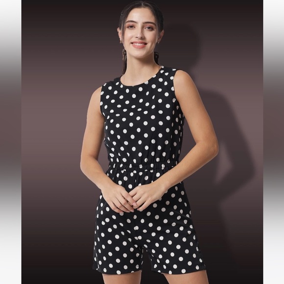 Black and white polka dot onesie/ romper [Free add on item] - Picture 2 of 10